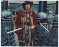 9y818 TOM BAKER signed color 8x10 REPRO still 1978 the fourth Doctor Who surrounded by Daleks!