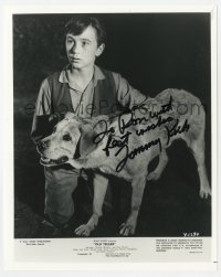 9y993 TOMMY KIRK signed 8x10 REPRO still 1980s as Travis with his beloved dog in Old Yeller!