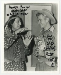9y998 WILL HUTCHINS signed 8x10 REPRO still 1980s with Iron Eyes Cody in an episode of Sugarfoot!