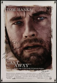 9y087 CAST AWAY signed 1sh 2000 by BOTH star Tom Hanks AND cinematographer Don Burgess