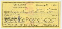 9y299 DOROTHY LAMOUR canceled check 1981 she paid $5.00 to the American Kennel Club!