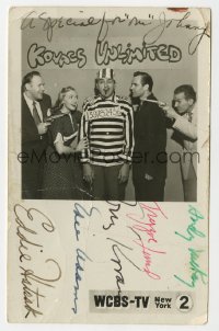 9y344 ERNIE KOVACS SHOW signed 4x6 TV postcard 1953 by Kovacs, Adams, Lund, McKay, AND Hatrak!