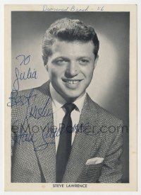 9y340 STEVE LAWRENCE signed deluxe 5x7 fan photo 1956 youthful portrait of singer & performer!