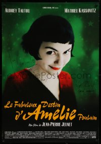 9y022 AMELIE signed French 27x39 2001 by BOTH director Jean-Pierre Jeunet AND Bruno Delbonnel!