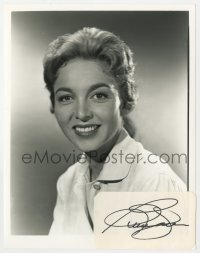 9y639 BEVERLY GARLAND signed 2x4 index card 1980s attached to REPRO of the pretty actress!