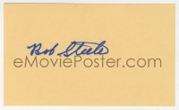 9y640 BOB STEELE signed 3x5 index card 1980s it can be framed & displayed with a repro still!