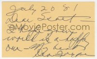 9y645 DEAN JAGGER signed 3x5 index card 1981 it can be framed & displayed with a repro still!