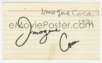 9y657 IMOGENE COCA signed 3x5 index card 1991 can be framed with the included magazine page!
