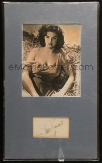 9y015 JANE RUSSELL signed 3x5 index card in 12x20 matted display 1950s ready to hang on the wall!
