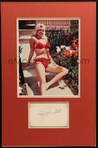 9y016 JAYNE MANSFIELD signed 3x5 index card in 12x19 matted display 1940s ready to hang on the wall!