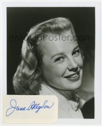 9y668 JUNE ALLYSON signed 2x5 index card 1980s attached to REPRO of the pretty actress!