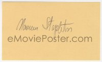 9y680 MAUREEN STAPLETON signed 3x5 index card 1980s it can be framed & displayed with a repro still!