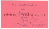 9y686 MOLLY PICON signed 3x5 index card 1989 it can be framed & displayed with a repro still!