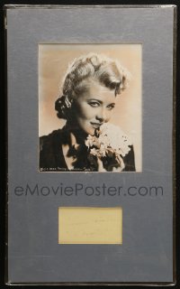 9y018 PENNY SINGLETON signed 3x5 index card in 12x20 matted display 1940s ready to hang on the wall!