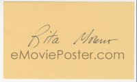 9y703 RITA MORENO signed 3x5 index card 1980s it can be framed & displayed with a repro still!