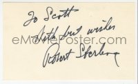 9y705 ROBERT STERLING signed 3x5 index card 1980s it can be framed & displayed with a repro still!