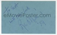 9y708 RYAN O'NEAL signed 3x5 index card 1984 it can be framed & displayed with a repro still!