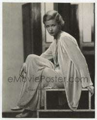 9y385 JOAN BENNETT signed book page 1980s great seated portrait of the beautiful leading lady!