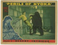 9y166 PERILS OF NYOKA signed chapter 1 LC 1942 by Clayton Moore, who's fighting a fake gorilla!