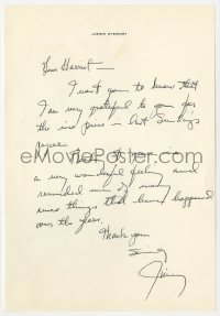 9y315 JAMES STEWART signed letter 1970s telling reporter he enjoyed her article about him!