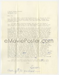 9y217 LOUISE BROOKS signed letter 1964 typed to film critic Jan Wahl & she hand signed Louise!