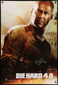 9y112 LIVE FREE OR DIE HARD signed int'l teaser DS 1sh 2007 by Bruce Willis as John McClane!