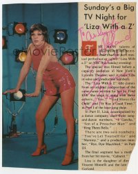 9y383 LIZA MINNELLI signed cut magazine page 1972 starring in the 4-part musical Liza with a Z!