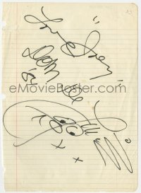 9y239 DOM DELUISE signed 8x11 note paper 1984 he added a cute happy face drawing!
