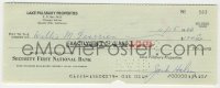 9y300 JACK HALEY signed 3x8 canceled check 1966 the Tin Man paid $65 to a man named Willis Fearrien!