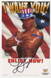 9y379 LEX LUGER signed promo card 1993 the professional wrestler wants YOU like Uncle Sam!