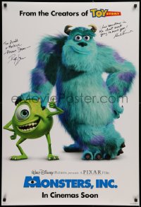 9y116 MONSTERS, INC. signed advance DS 1sh 2001 Disney & Pixar computer animated CGI cartoon!