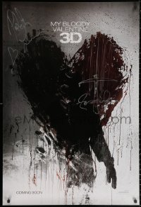 9y120 MY BLOODY VALENTINE 3D signed teaser DS 1sh 2009 by director Patrick Lussier & one other!
