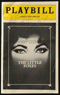 9y275 ELIZABETH TAYLOR signed playbill 1981 when she was in The Little Foxes on Broadway!