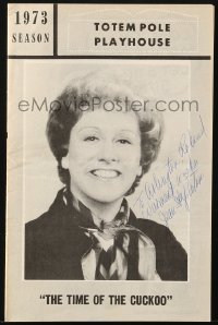 9y287 JEAN STAPLETON signed playbill 1973 when she performed on stage in The Time of the Cuckoo!