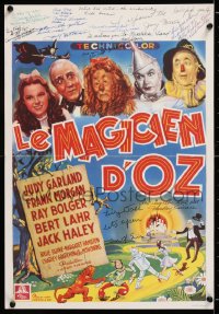 9y078 WIZARD OF OZ signed 15x21 Belgian REPRO poster 1980s by TWELVE of The Munchkins!