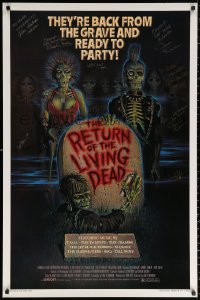 9y127 RETURN OF THE LIVING DEAD signed 1sh 1985 by TEN people, art of punk zombies by tombstone!