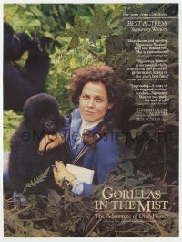 9y384 SIGOURNEY WEAVER signed magazine page 1988 great publicity photo from Gorillas in the Mist!
