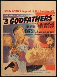 9y003 3 GODFATHERS signed WC 1949 by Harry Carey Jr., great art with John Wayne, John Ford directed!