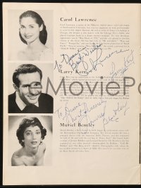 9y237 WEST SIDE STORY signed stage play souvenir program book 1958 by Lawrence, Kert, AND Bentley!