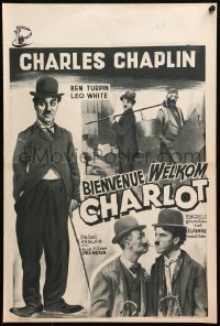 9z686 HIS NEW JOB Belgian R1960s Ben Turpin, Leo White, great image of Charlie Chaplin!