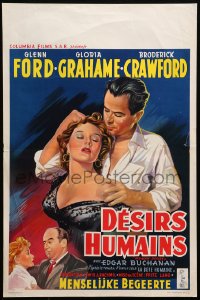 9z687 HUMAN DESIRE Belgian 1954 Gloria Grahame born to be bad, kissed & to make trouble!