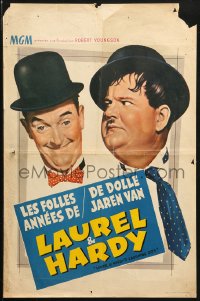 9z704 LAUREL & HARDY'S LAUGHING '20s Belgian 1965 great headshot art of wacky Stan & Ollie!