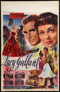 9z709 LUCY GALLANT Belgian 1955 different Wik art of Jane Wyman, Charlton Heston!