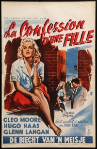 9z720 ONE GIRL'S CONFESSION Belgian 1953 bad girl Cleo Moore is the kind of girl every man wants!
