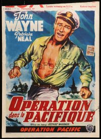 9z721 OPERATION PACIFIC Belgian 1951 different Wik artwork of Navy sailor John Wayne!
