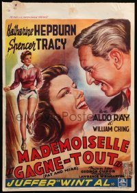 9z723 PAT & MIKE Belgian 1952 different art of Katharine Hepburn & Spencer Tracy!