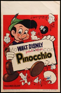 9z724 PINOCCHIO Belgian R1963 Disney classic cartoon about wooden boy who wants to be real!