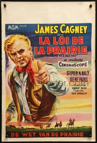 9z763 TRIBUTE TO A BAD MAN Belgian 1956 completely different art of cowboy James Cagney & horses!