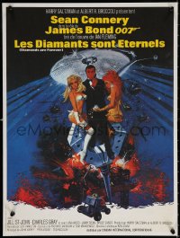 9z791 DIAMONDS ARE FOREVER French 17x22 R1980s Sean Connery as James Bond 007 by Robert McGinnis!