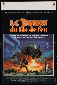 9z793 DRAGONSLAYER French 16x24 1982 cool fantasy artwork of Peter MacNicol w/spear, dragon!